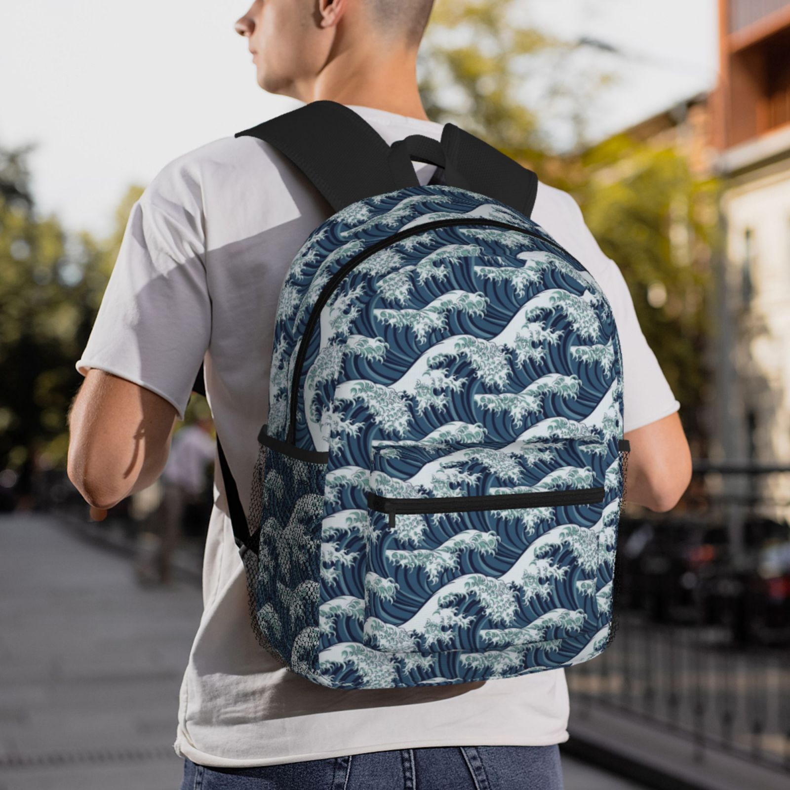 Vsdgher A Japanese Great Wave Unisex Large Capacity Bookbag, Schoolbag, Casual Daypack for High School, College, Teens, Travel, Work