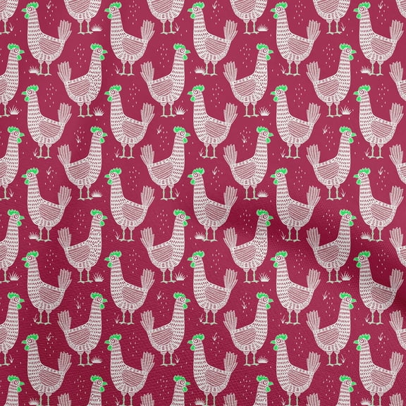 oneOone Cotton Cambric Magenta Fabric Rooster Cock Sewing Craft Projects Fabric Prints By Yard 42 Inch Wide-JE