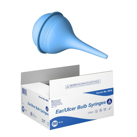 Dynarex Sterile Ear/Ulcer Bulb Syringe - Sterile & Non-Latex Rubber Squeeze Irrigation Bulb for Ear Canal, Nose - 2 oz. Capacity, 50 Bulbs Per Case