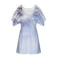 thumbnail image 4 of Cold Shoulder Tops For Women Pleated Front Floral Print Short Sleeve Blouses Summer Casual Shirts Plus Size Tunics, 4 of 5