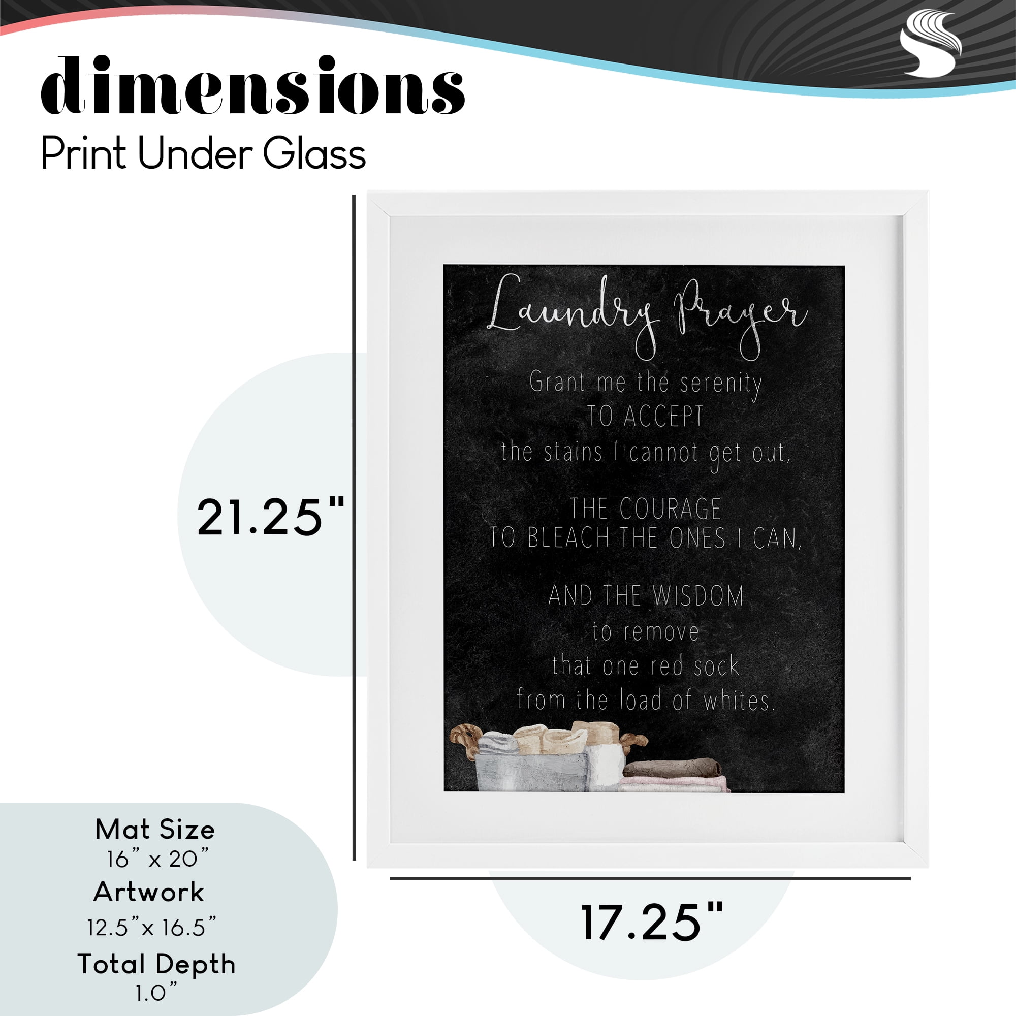 Accept The Stains Laundry Prayer White Framed Print Under Glass, design by Kim Allen