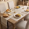 thumbnail image 3 of MeyJey Table Runner and Placemats Set of 4, Washable Fabric Rectangle Dining Table Mats with Tassels for Dining Tables, Kitchen, Brown, 3 of 10