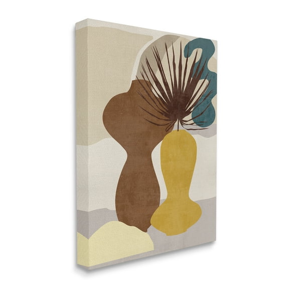 Stupell Industries Groovy Decorated Vases Brown Yellow Potted Palm Plant, 30 x 40, Designed by Melissa Wang