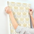 thumbnail image 4 of Chesapeake Cathal Mustard Tulip Block Print Wallpaper, 20.5-in by 33-ft, 4 of 5