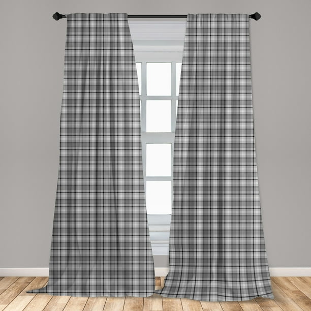 Abstract Curtains 2 Panels Set Dark, Dark Grey Curtains With White Pattern