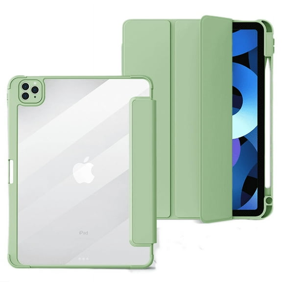 Case Compatible with IPad Pro(11Inch)/Ipad Air4(10.9Inch）, Soft TPU Cover Trifold Stand with Pencil Holder, Auto Wake/Sleep, Green