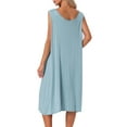 thumbnail image 3 of Camisón de algodón para mujer sin mangas, vestido largo de tanque, chemise de escote redondo, pijamas de salón, camiseta de noche L azul claro, 3 of 6