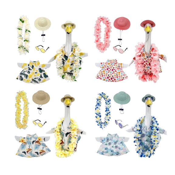 Sruoe Festival Porch Goose Outfits, Blue Festival Dress Set Goose Clothes Dress, Duck Clothes for 23 Inch Lawn Goose, Colorful Porch Goose Clothing, Goose Costume for Yard Outdoor Holiday Decor