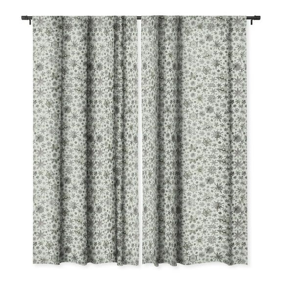Society6 Ninola Design Winter Stars Snowflakes Gray Single Panel Room Darkening Window Curtain 50" x 84"