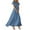 Blue, variant on MIXUE Summer Dresses for Women Chiffon Solid Color V Neck Short Sleeve Ruffle Fashion Maxi Dress Beachwear,Blue,S