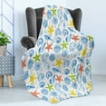 thumbnail image 4 of Sea Shells Soft Flannel Fleece Blanket, Starfishes Aqua Marine Inspirations Aquarium Oyster Nautical Wildlife Underwater, Cozy Plush for Indoor and Outdoor Use, 70" x 90", Multicolor, by Ambesonne, 4 of 5