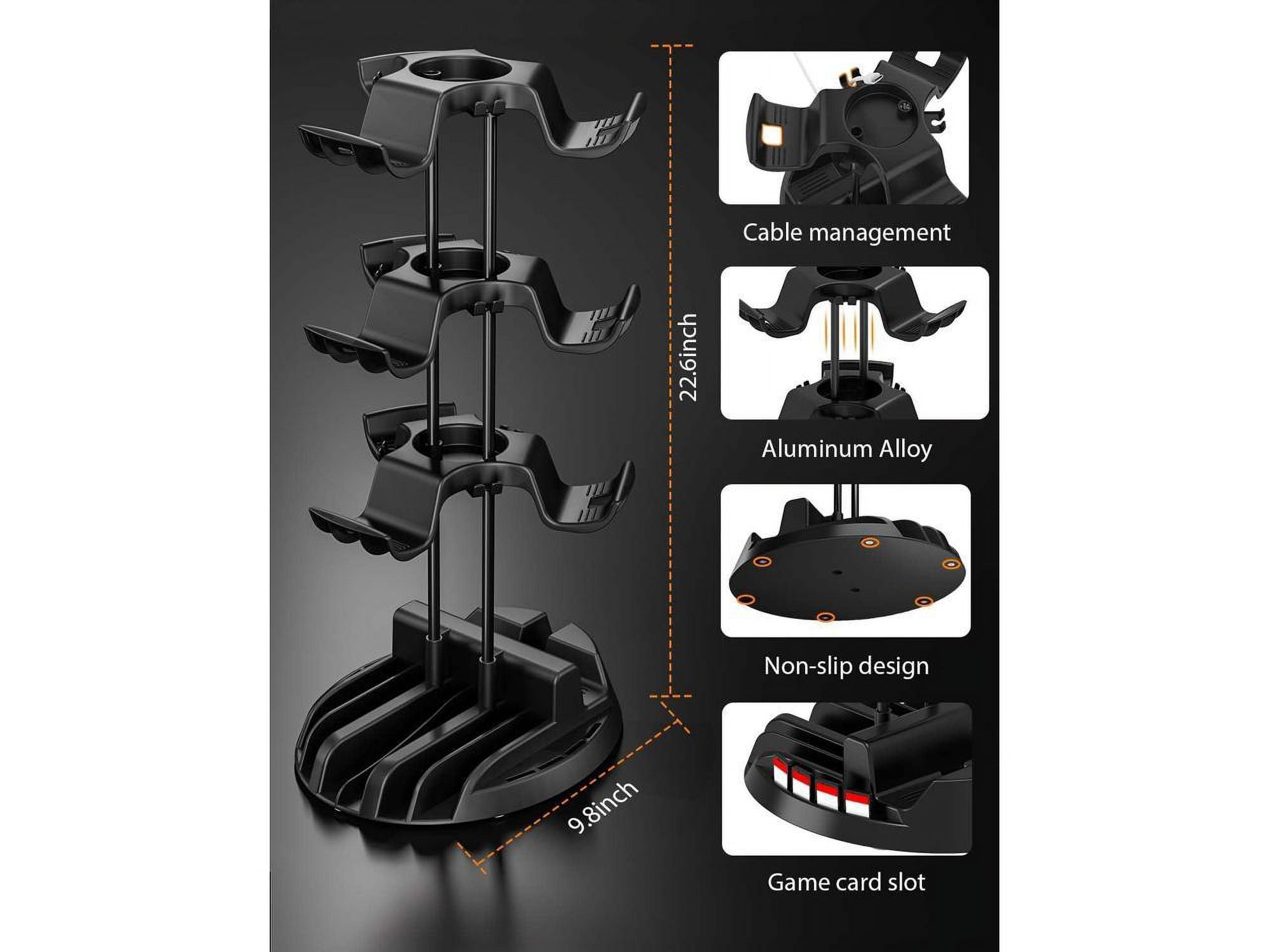 Controller Holder with Organizer Base, 3 Tiers Desk Gaming Controller Headset Stand with Cable Organizer for All Xbox PS4 PS5 Switch Pro Crontroller Gaming Accessories