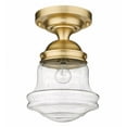 thumbnail image 2 of 1 Light Flush Mount In Industrial Style-15.75 Inches Tall And 10.5 Inches Wide-Heritage Brass Finish-Clear Seedy Glass Color Z-Lite 736F10-Hbr, 2 of 2