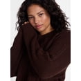 thumbnail image 4 of Terra & Sky Women's Plus Mid-Weight Crewneck Pullover Sweater, Carob, 4 of 5