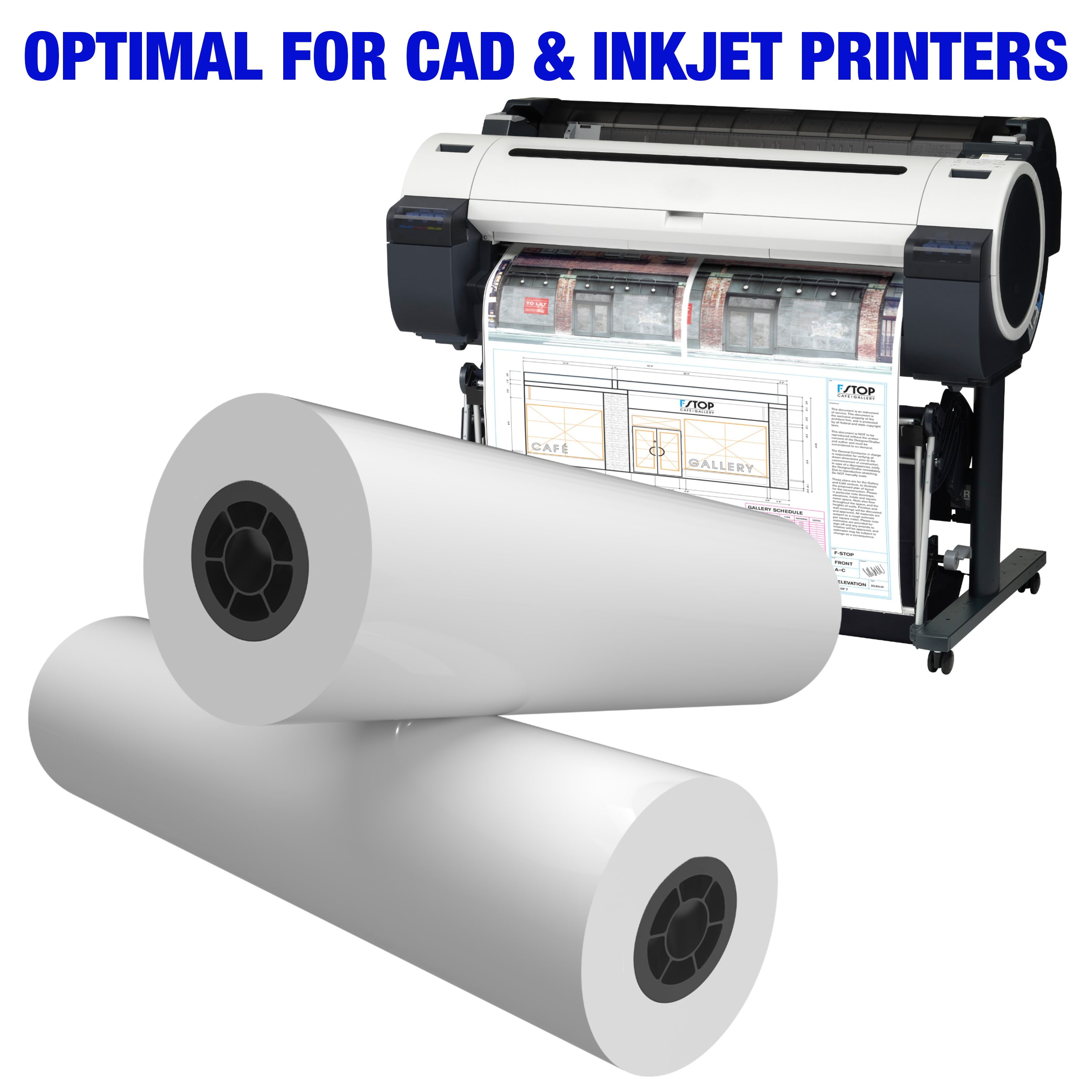 2 Rolls Per Carton Alliance CAD Paper Rolls 24” x 300’ Ink Jet Bond Rolls with 2 Inch Core 92-96 Bright 24 lb 