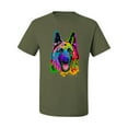 thumbnail image 2 of Wild Bobby, Colorful Happy German Shepherd Dog Animal Lover Men's Graphic T-Shirt, Military Green, Large, 2 of 3