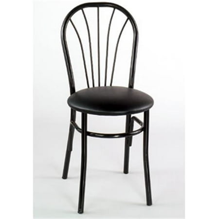 Cafe Chairs Alston Quality 1896 BLK-American Beauty Cafe Metal Side Chair With Upholstered Seat Black Frame ()