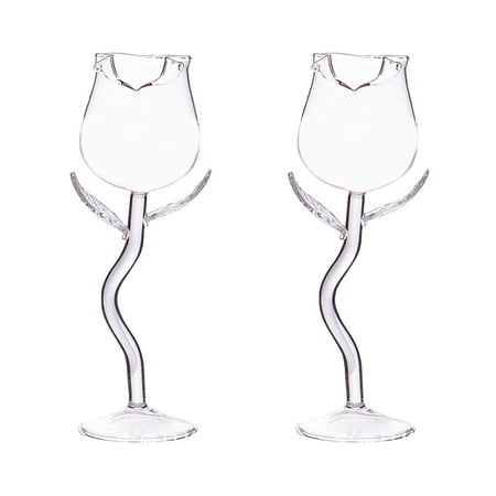 

FRCOLOR Glasses Cup Martini Glass Cocktail Flower Shaped Set 2 Rose Clear Drinking Party Goblet Drinks Champagne