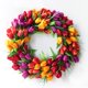 thumbnail image 1 of 3-color Tulip Wreath 20 inches Front Door Wreath with Green Leaves Wreath Artificial Spring Wreath Valentines Mother's Day Wreath, 1 of 4