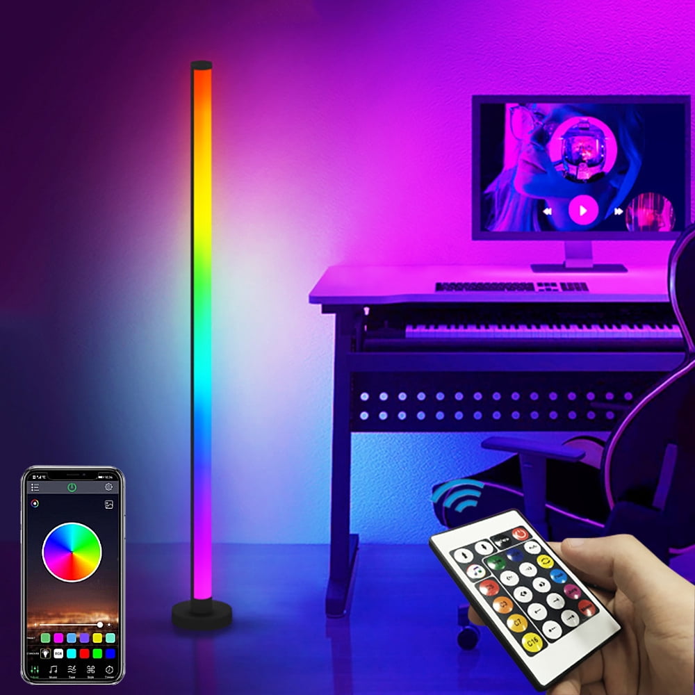 Corner Floor Lamp Works with Alexa, Modern Led Floor Lamp with Remote, Voice & App Control, Music Sync, 3000+ Color Changing, Mood Lighting Smart RGB Floor Lamps for Living Room Bedroom