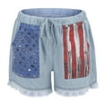 thumbnail image 4 of Fsqjgq Womens Shorts Stretch Low Rise Jean Shorts for Women Fashion Stretch Printing Hole Tassel Slim Pocket Denim Shorts Blue S, 4 of 7