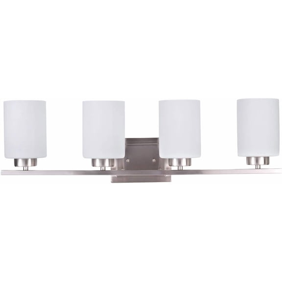ANTOTEN 4-Light Brushed Nickel Vanity Light with White Frosted Glass Shade