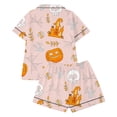 thumbnail image 4 of SJLDQY Halloween Pajamas for Girls Pumpkin Print Short Sleeve Shirts and Shorts 2 Piece Loungewear Sets Casual Sleepwear Button Down Pj Sets, 4 of 5