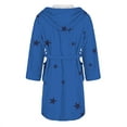 thumbnail image 5 of Women's Star Print Fleece Bathrobe, Long Length Plush Robe, Soft Cozy Loungewear, Knee Length Gown with Pockets, Comfortable Spa Style Robe for Women Blue L, 5 of 5