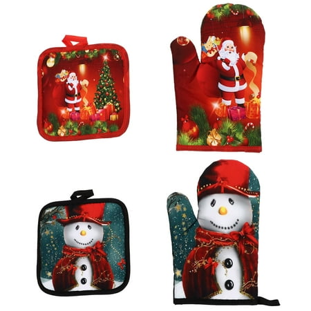 

2 Sets Oven Glove Mat Set Kitchen Baking Gloves Creative Insulation Pads