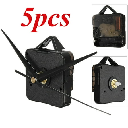 Vendor Mechanism - 5x 2pcs DIY Quartz Clock Spindle Movement Mechanism Repair Parts Kit + Black Hand Home Dedroom Wall Clock US