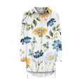 thumbnail image 3 of Chemises à Manches Longues pour Femmes Ample Courte devant Longues Bretelles Longues Tops Col Rond Col en V avec Boutons, 3 of 4