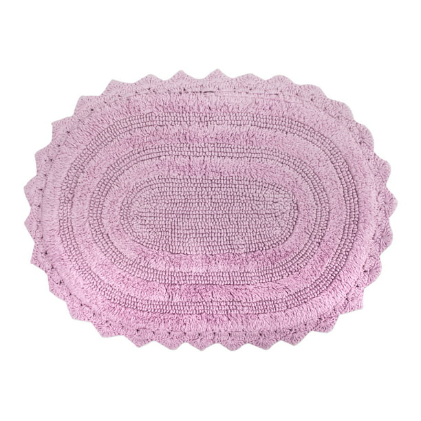 Design Imports Oval Crochet Bath Mat, Small Round Bathroom Rug
