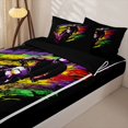 thumbnail image 3 of Castle Fairy Urban Motorbike Zipper Twin Comforter Sets with Fitted Sheet and 2 Pillowcases,Paint Burst Decor Zipper Bedding Set for Bedroom,Blue Pink,4-Piece,Black Reversible, 3 of 6