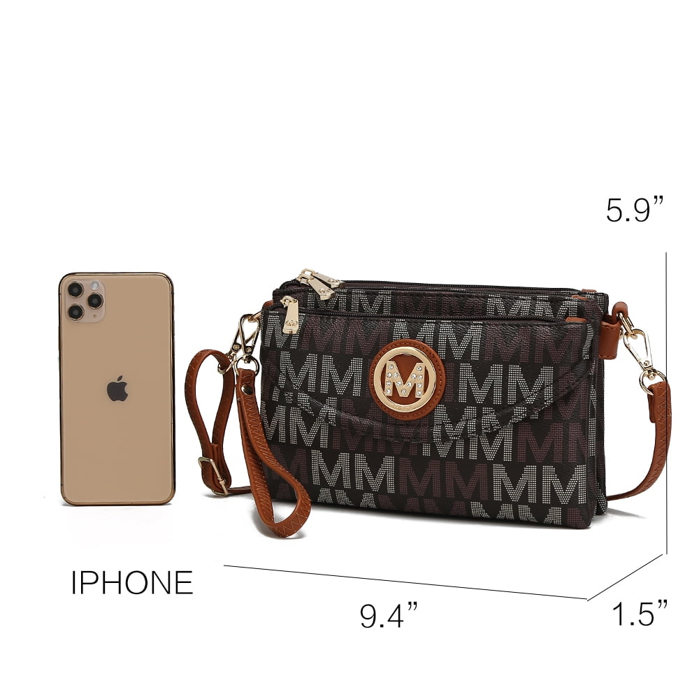 MKF Collection Multi-Compartments Ishani Women's Signature Crossbody Bag, Functional Wristlet Purse Handbag by Mia K - Red