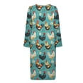 thumbnail image 4 of Yuyamidu Chicken Long Bath Robe Loose Robes Nightgowns for Women Size S Cock Long Sleeve Zippered Bathrobes Ladies Pajama House Coat Casual Louge Wear Robe, Blue, 4 of 7