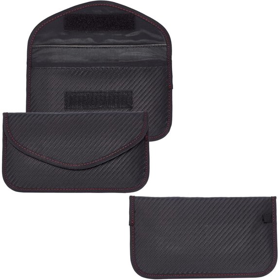 2PCS RFID Signal Blocking Bag Signal Blocking Key Pouch Cage Protector for Car Keys FOB Cell Phone WiFi GSM LTE NFC RFID Keyless Entry Fob（Black）
