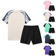 thumbnail image 1 of Miluxas Ensemble de Shorts Athlétiques pour Garçons - 2 Pcs T-Shirt de Performance Léger à Manches Courtes et Shorts de Course pour Garçons Violet TP(TP), 1 of 5