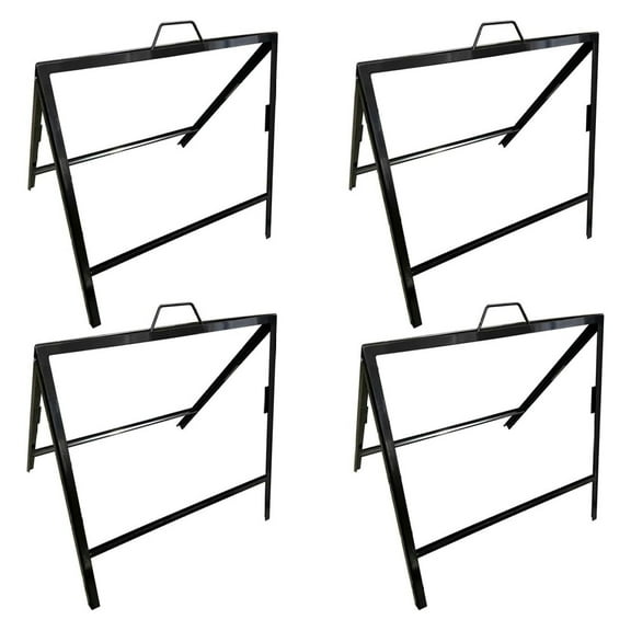 A-Frame Sign Stands 4 Pack, 18x24 Realtor Open House Frames - 4 Less Co Metal Black Stands Foldable & Portable, Heavy Duty 24.5"W x 26"H