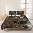 thumbnail image 3 of Twin XL Quilt Set 68''x98'', Forest Deer Lightweight Summer Bedspread Coverlet Set with 2 Pillow Shams, Farmhouse Vintage River Elk Breathable All Season Quilt Bedding for Dorm/Guest Room, 3 of 9