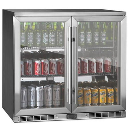 KingsBottle KBU-56-SS 2-Door Front Venting Full Stainless Steel Bar Fridge