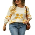 thumbnail image 1 of Ladies‘ Loose Knit Pullovers with Long Sleeves and Drop Shoulders in Floral Design, 1 of 9