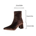 thumbnail image 5 of HAPIMO Women Ankle Boots Pointed Toe Block Heel Rear Zip Stretch Velvet Upper For Dinner Party And Urban Night Out Sessions Coffee 39, 5 of 9