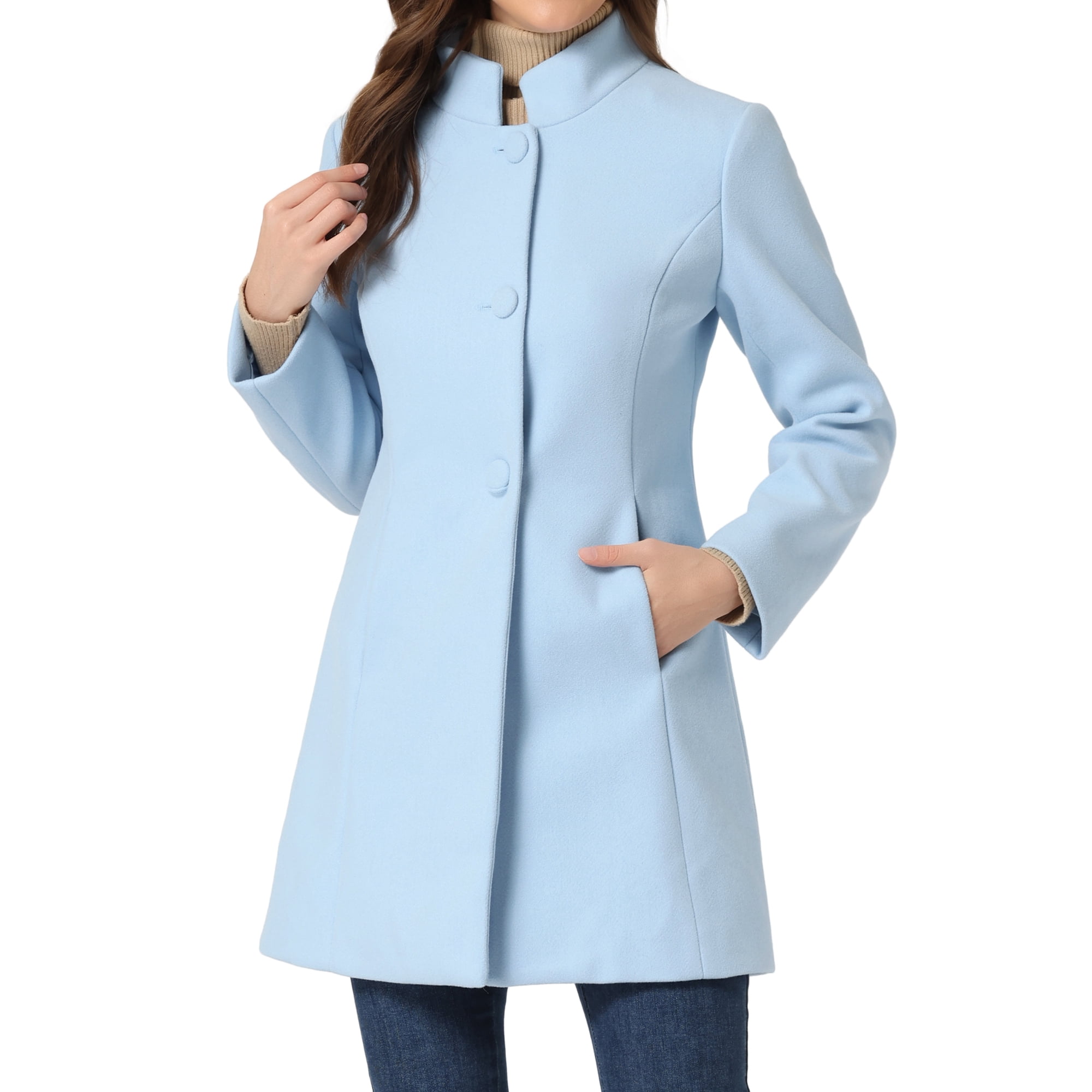 INSPIRE CHIC Women's Winter Overcoat Stand Collar Single Breasted