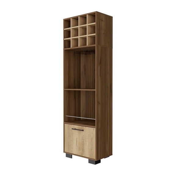 FM FURNITURE Aubree Bar Cabinet Mahagony (brown) / Macadamia Engineered Wood