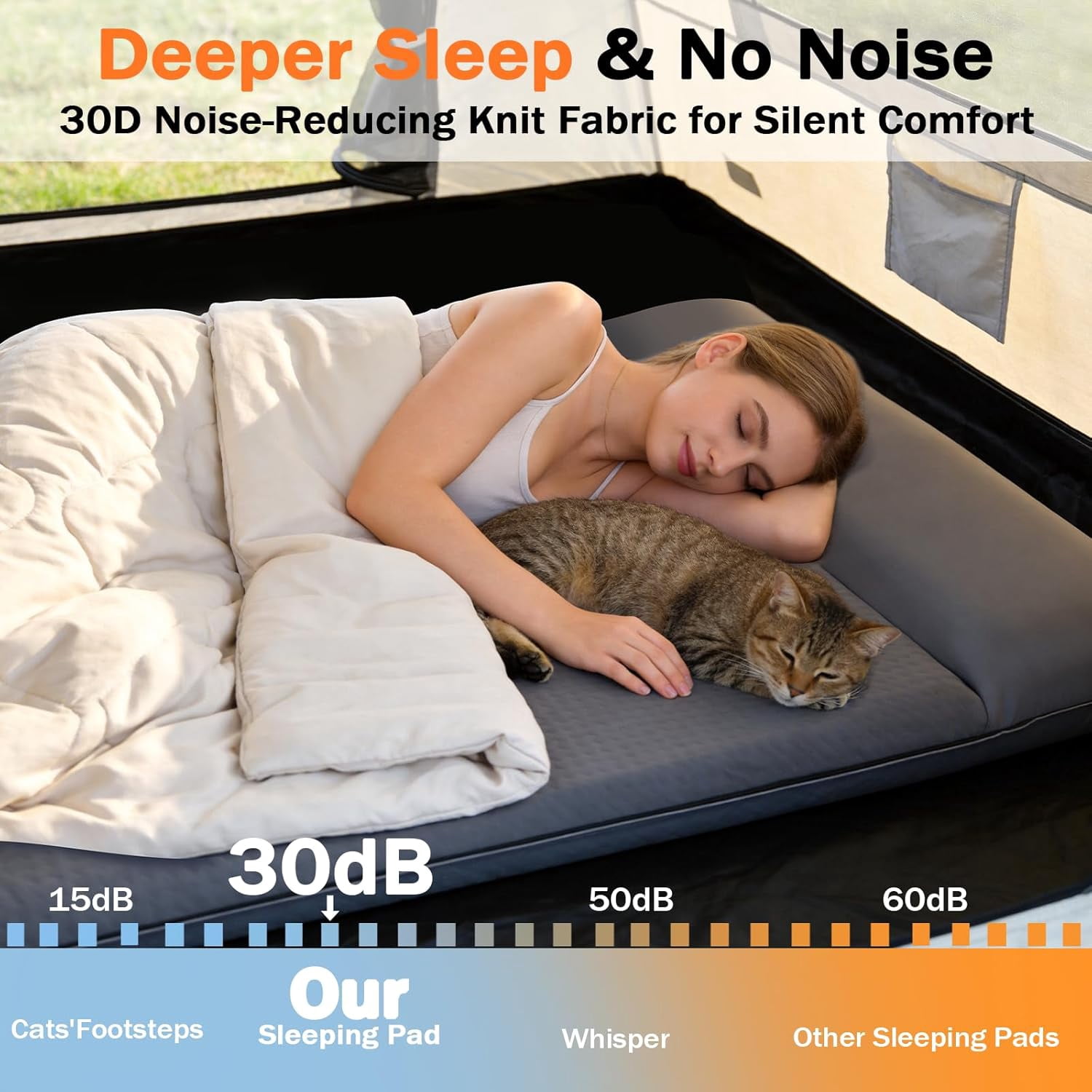 Inflating Sleeping Pad with Electric Pump, 3.15 Inch Ultra-Thick Memory Foam Camping Mattress with Built-In Pillow, 4  Sleeping Bag for Outdoor Travel Tent Car