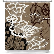 Shower Curtains 70" x 84" from DiaNoche Designs by Angelina Vick - Coffee Flowers 9 Tan