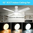 thumbnail image 5 of Consciot 52" Ceiling Fan with Light, Low Profile Ceiling Fan 6-Speed Reversible DC Motor, Remote Control, 4 Double Finish Blades, Flush Mount, 5 of 9
