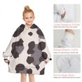 thumbnail image 6 of Beige and Black Of Leopard Print Blanket Hoodies for Kids 6-13YR Oversize Wearable Blanket Hoodies for Boys Girls Teens, 6 of 7