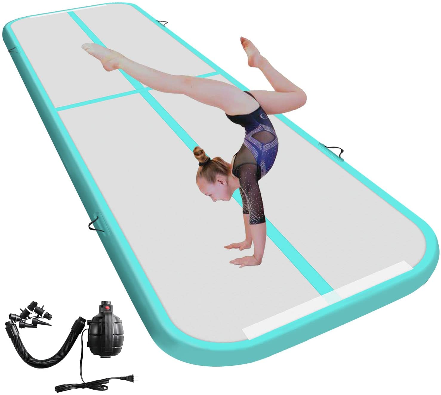 Inflatable Gymnastics Mat with Electric Pump, Folding Gym Exercise