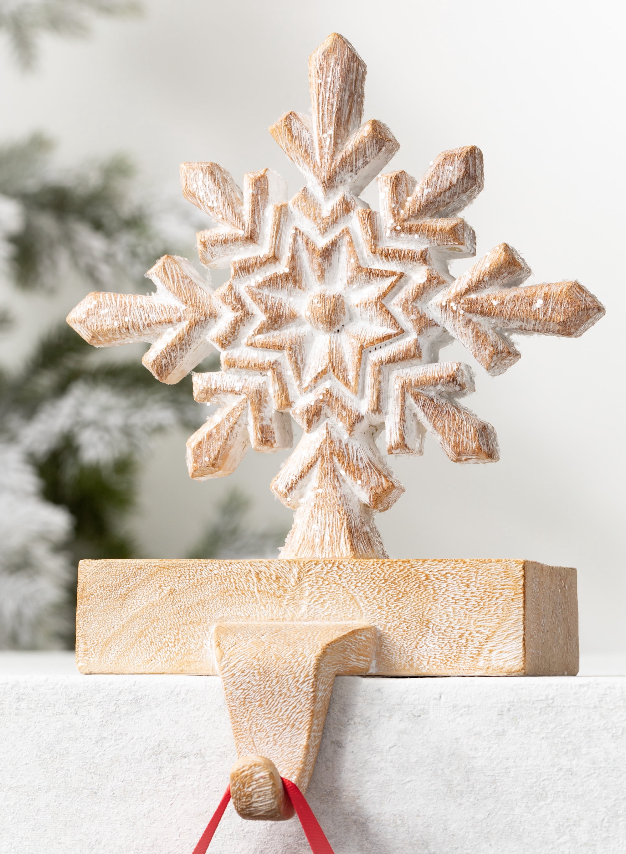 Sullivans Snowflake Stocking Holder 9"H Brown